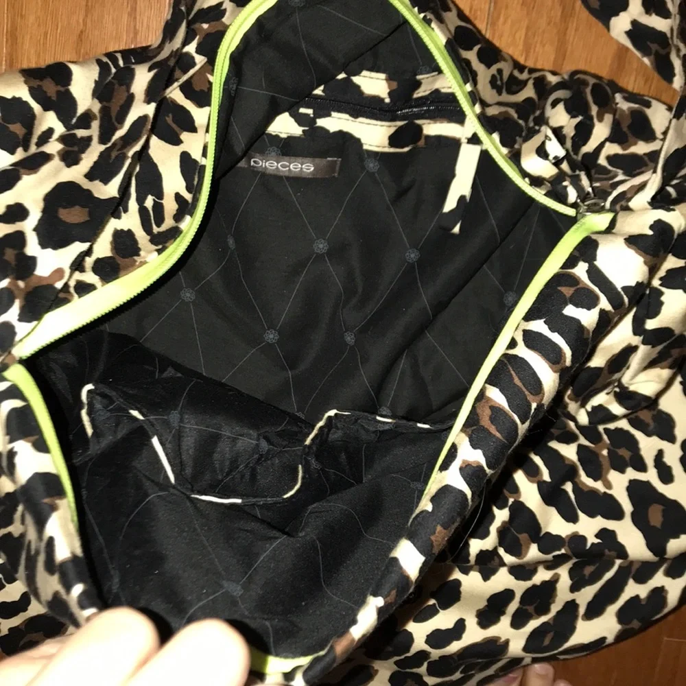 ASOS Leopard Print Travel Bag with Neon Yellow Trim